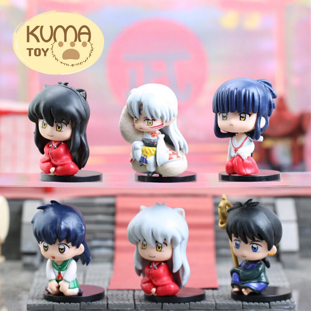 Mô hình 6 nhân vật Inuyasha Sesshomaru Kagome Kikyo Miroku chibi cao 7cm