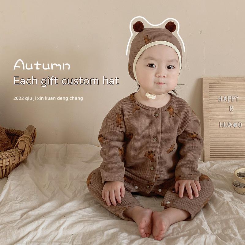Bộ Áo Liền Quần Tay Dài Màu Đỏ Phong Cách Hàn Quốc Dành Cho Bé