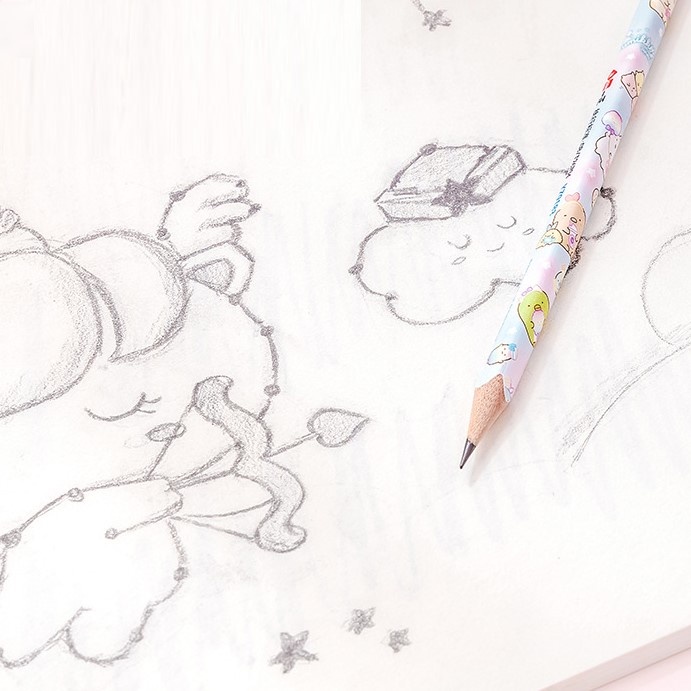 Bút Chì Tam Giác In Hình Dễ Thương- Hộp 12 Bút- Bút Chì Kèm Gôm Tẩy Cho Học Sinh, Sinh Viên