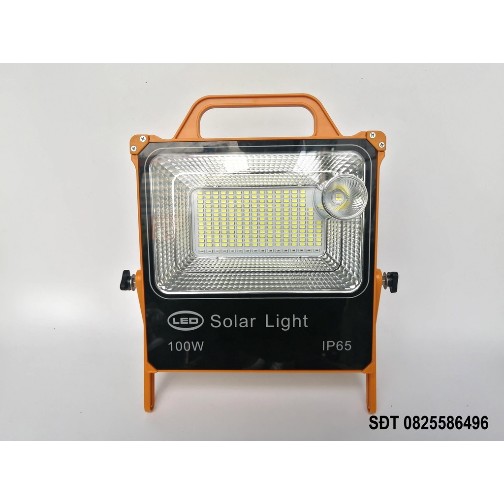 Đèn Đèn Pha Led Năng Lượng Mặt Trời 100w Xách Tay, Sạc Được Cả Điện 220V & Năng Lượng Mặt Trời .
