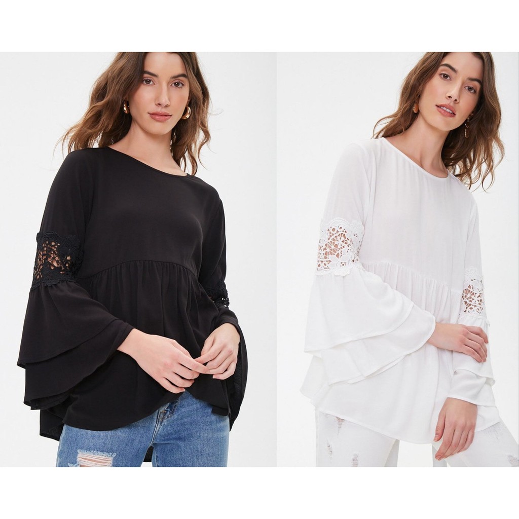 Áo phối ren tay loe F21