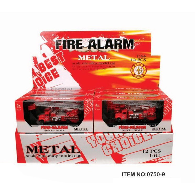 Đồ chơi mô hình xe cứu hỏa đỏ có thang kéo dài ra được. 0750-9