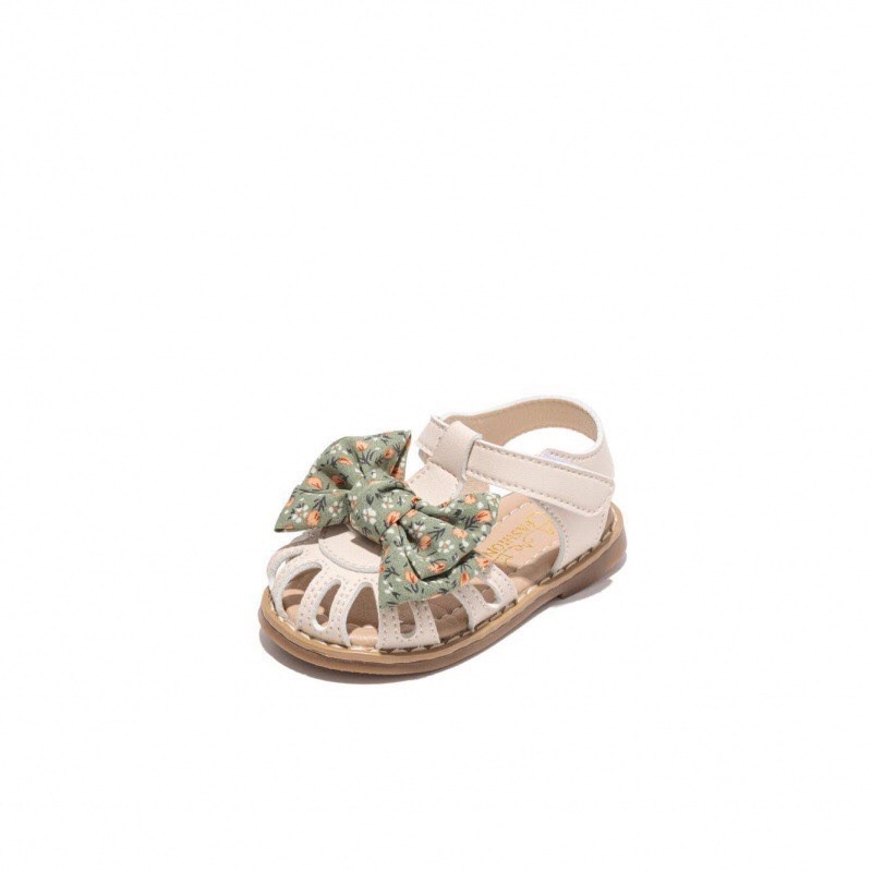 Sandal tập đi cho bé gái - Dép quai hậu rọ cho bé từ 6th có nơ vải hoa nhí xinh xắn điệu đà chống trượt đế dẻo QCCC A2