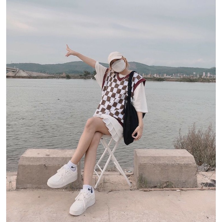 Áo gile kẻ caro Vintage Ununisex - Áo không tay dáng suông cá tính kèm ảnh thật