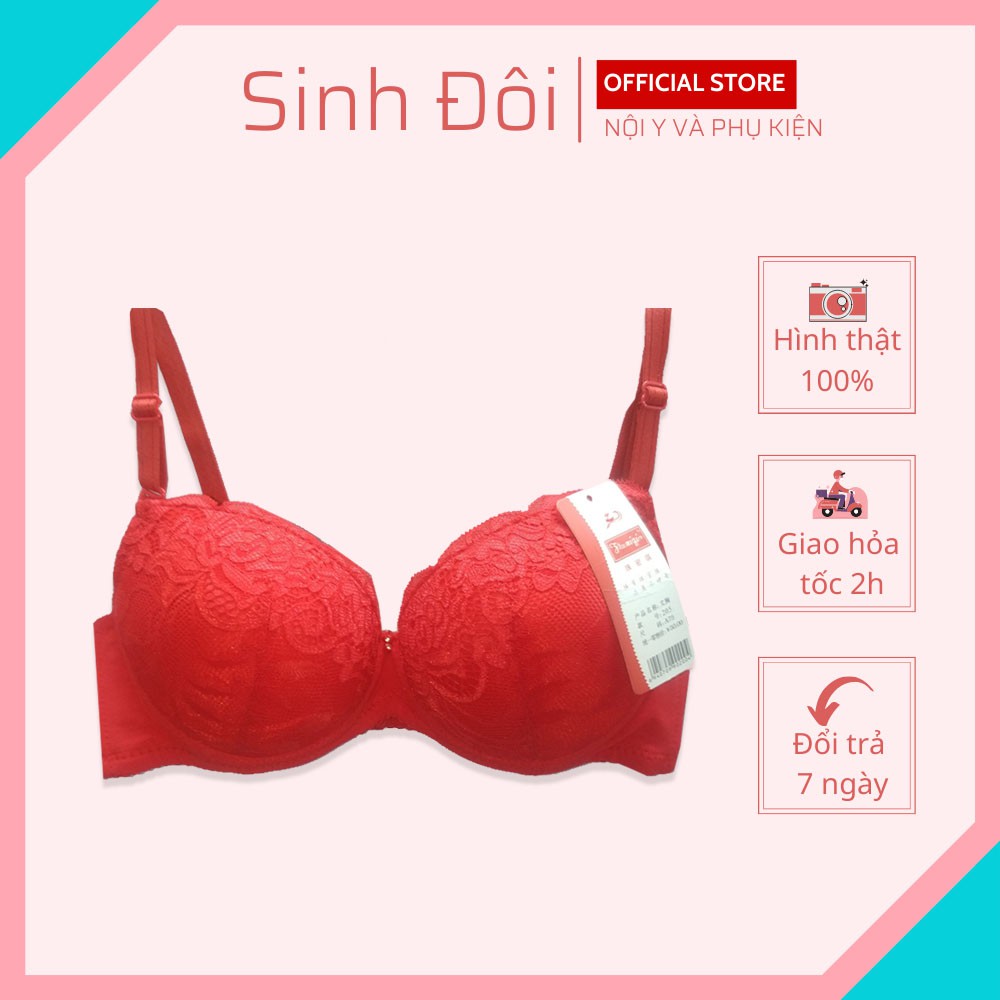 Áo ngực nữ ren nâng ngực tạo khe SD205 có gọng cúp xéo mút dày mềm mịn thoải mái mặc áo dài size 32-34-36