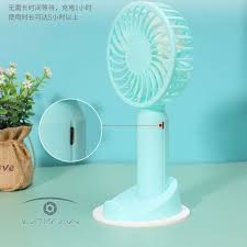 Quạt Mini Cầm Tay Portable Fan 4 Cánh Kèm Pin Sạc Có Đế Để Bàn , Để Điện Thoại