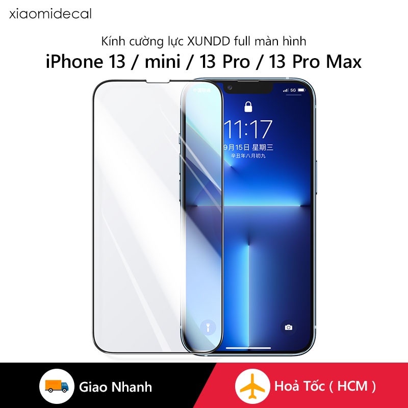 Kính cường lực XUNDD full màn hình iPhone 13 mini / 13 / 13 Pro / 13 Pro Max Nguyên seal, Nguyên hộp