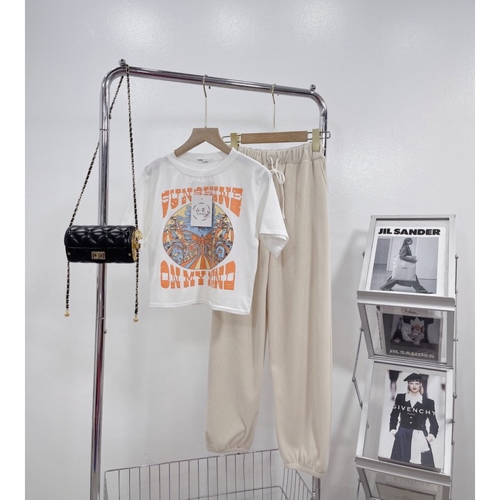 [ 𝐅𝐑𝐄𝐄 𝐒𝐇𝐈𝐏 ] SET ÁO CRT HOẠT HÌNH MIX QUẦN BOM THỤNG NHUNG TĂM HÓT LẮM Ạ HÀNG L1