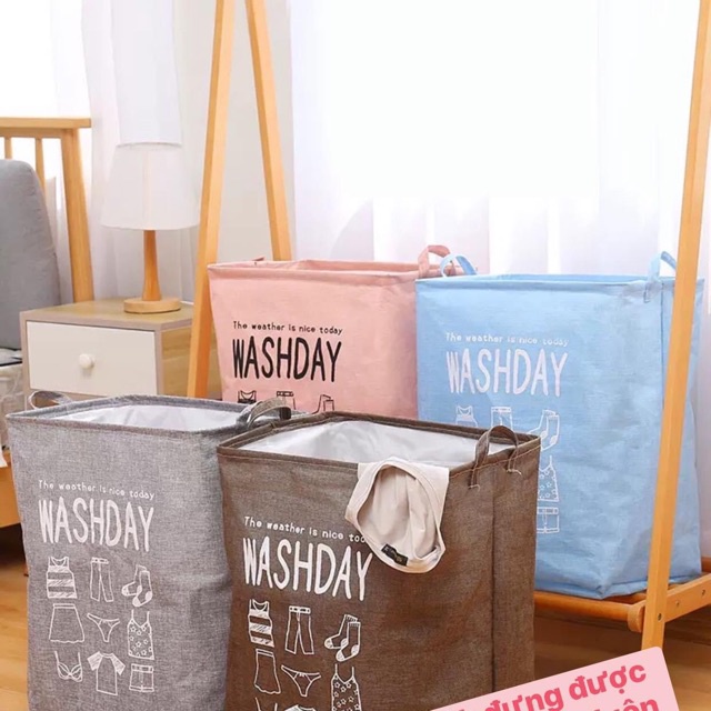 Giỏ đựng quần áo, túi đựng chăn màn có dây rút gấp gọn tiện lợi, dung tích lớn 75L