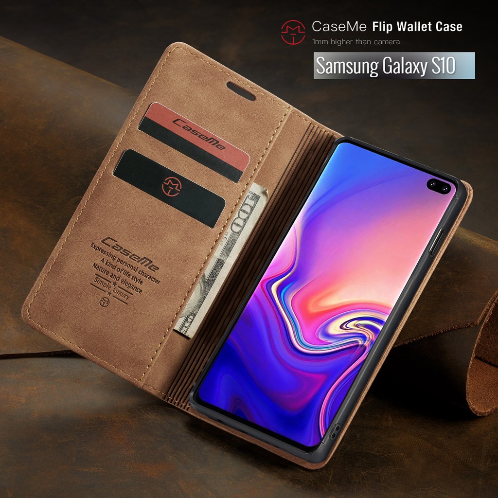 Bao da điện thoại Caseme hp chính hãng kiểu ví gập cổ điển dành cho Samsung S10 S10 LITE S10+ S10 5G