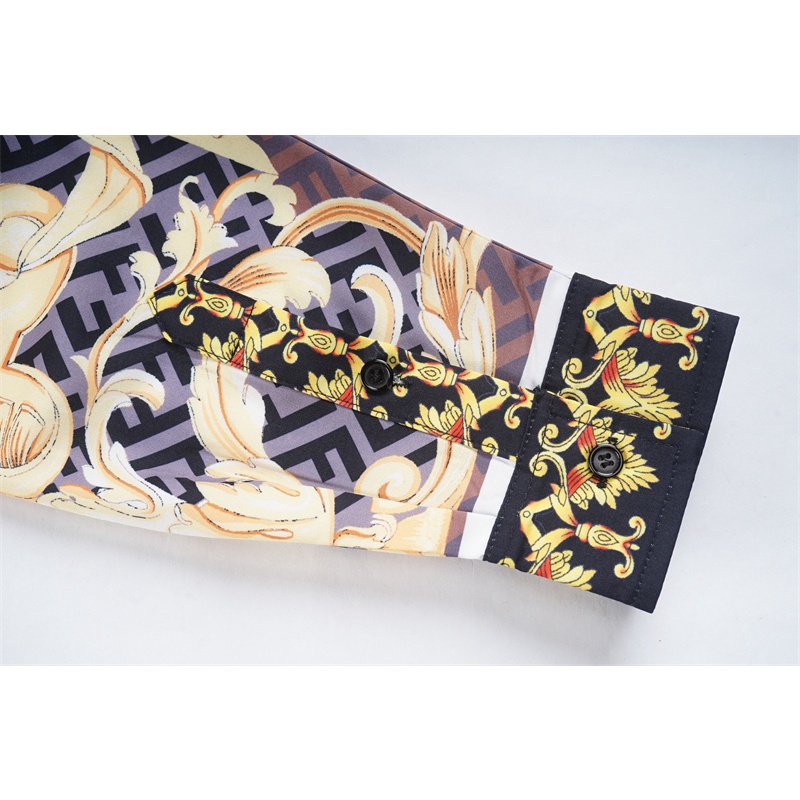 Áo Sơ Mi Versace Tay Dài In Họa Tiết Bắt Mắt Phối Màu Tương Phản Kiểu Cổ Điển Thời Trang Xuân Thu
