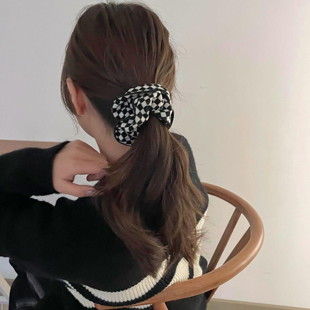 Băng Đô Cài Tóc Chống Trượt In Họa Tiết Caro / Mặt Cười Dễ Thương Thời Trang Cho Nữ