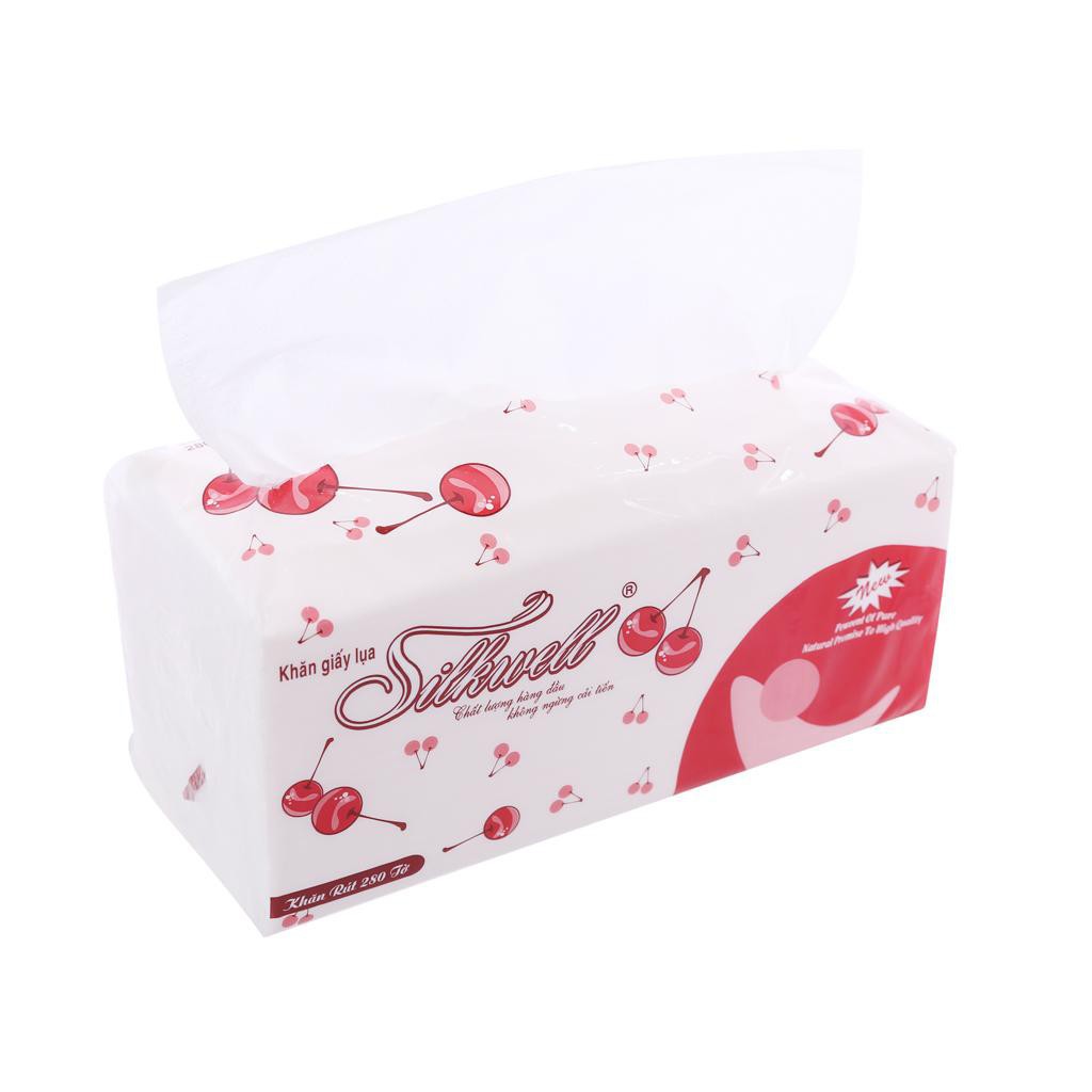 Giấy ăn cao cấp 280 tờ Silkwell dày, dai, mịn