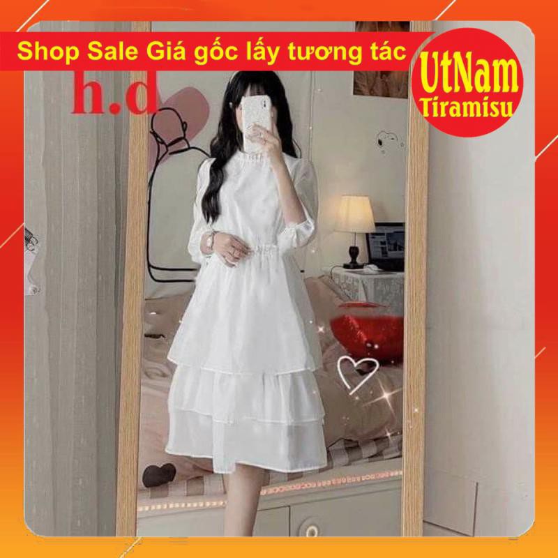 (RẺ VÔ ĐỊCH)VÁY BABYDOLL XẾP TẦNG ❤ Đầm trắng dài công chúa(ảnh thật + Video shop tự quay)❤Đầm nữ dự tiệc ba tầng giá rẻ