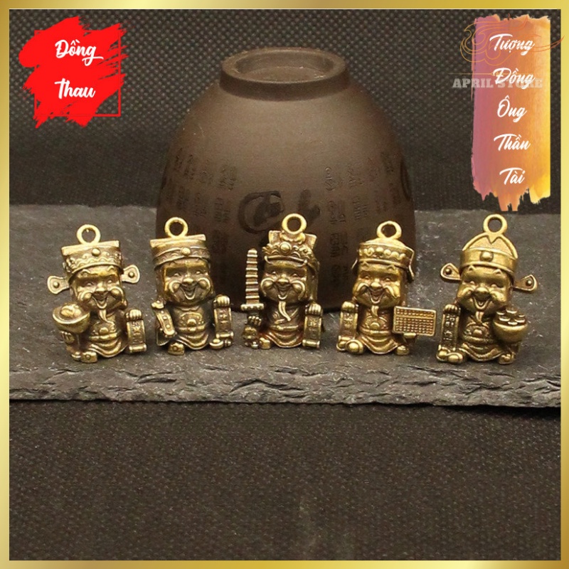 Tượng Đồng Thau Nguyên Chất 5 Ông Thần Tài Phương Nam,May Mắn-Tài Lộc, Làm Móc Đeo Chìa khóa-Mặt Dây Chuyền