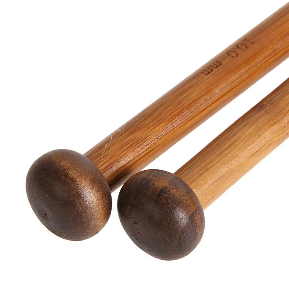 Set 36 kim đan len bằng gỗ tre cacbon hóa với 18 kích thước khác nhau