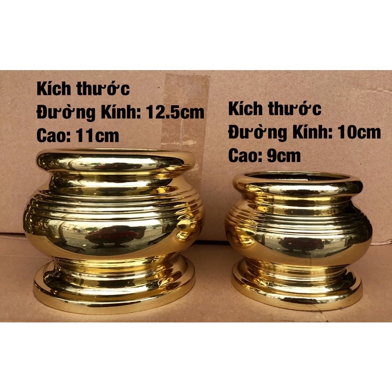 Bát Hương Đồng Tròn Trơn BN03, BN04 Của Hiệp Tiến Phát Đường Kính 12.5cm với 10cm