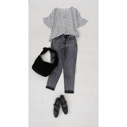 Quần baggy xám muối tiêu