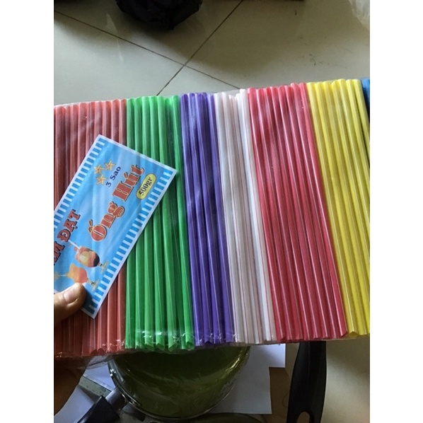 Ống hút nhựa 7 màu , ống hút nước mía bịch 400 ống