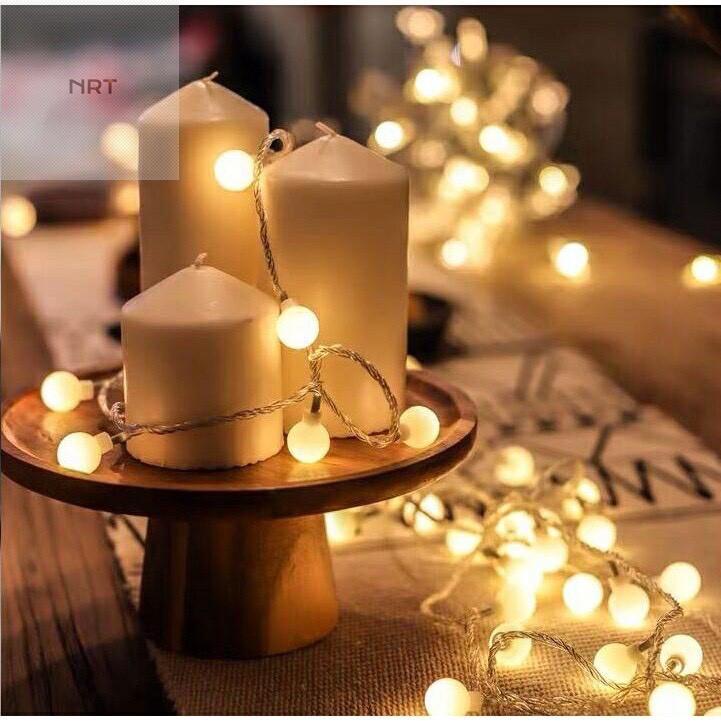 N R T Đèn Led Xài Pin AA Dây Dài 6 Mét 40 Bóng Đèn Tròn Cherry Ball Chống Nước Trang Trí Tiệc Lễ Tết Noel Dã Ngoại