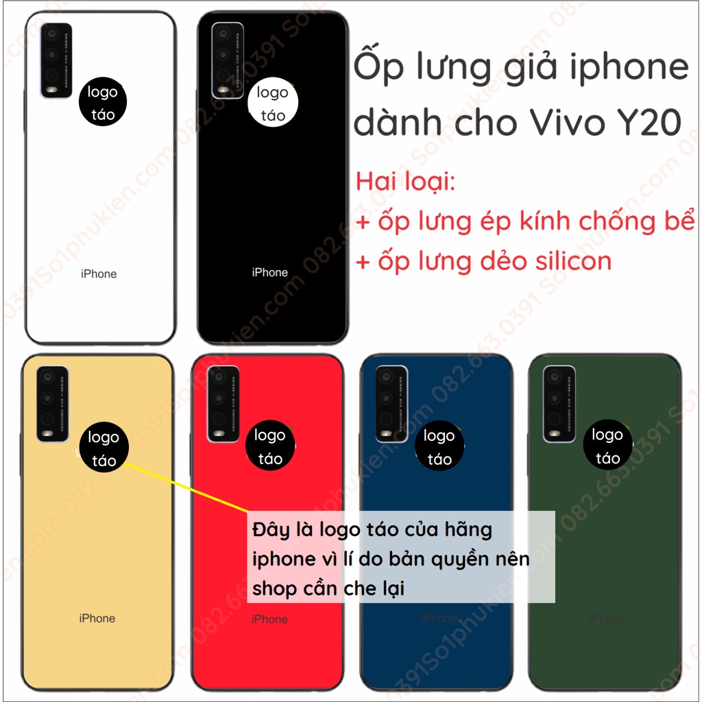 Ốp lưng Vivo Y20 / Y72 5G giả i.p.h.o.n.e lưng kính nano chống bể