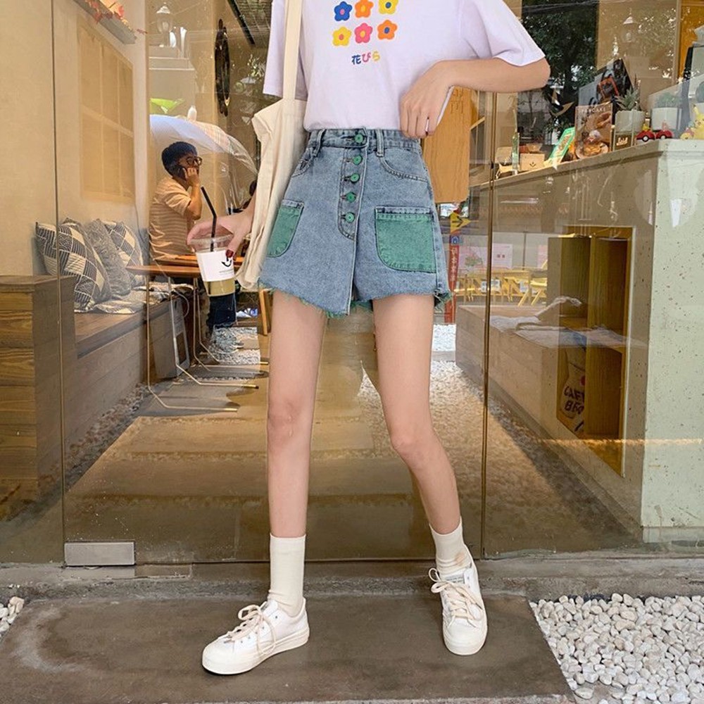 Chân Váy Denim Lưng Cao Dáng Chữ A Thiết Kế Lệch Tà Cá Tính | BigBuy360 - bigbuy360.vn