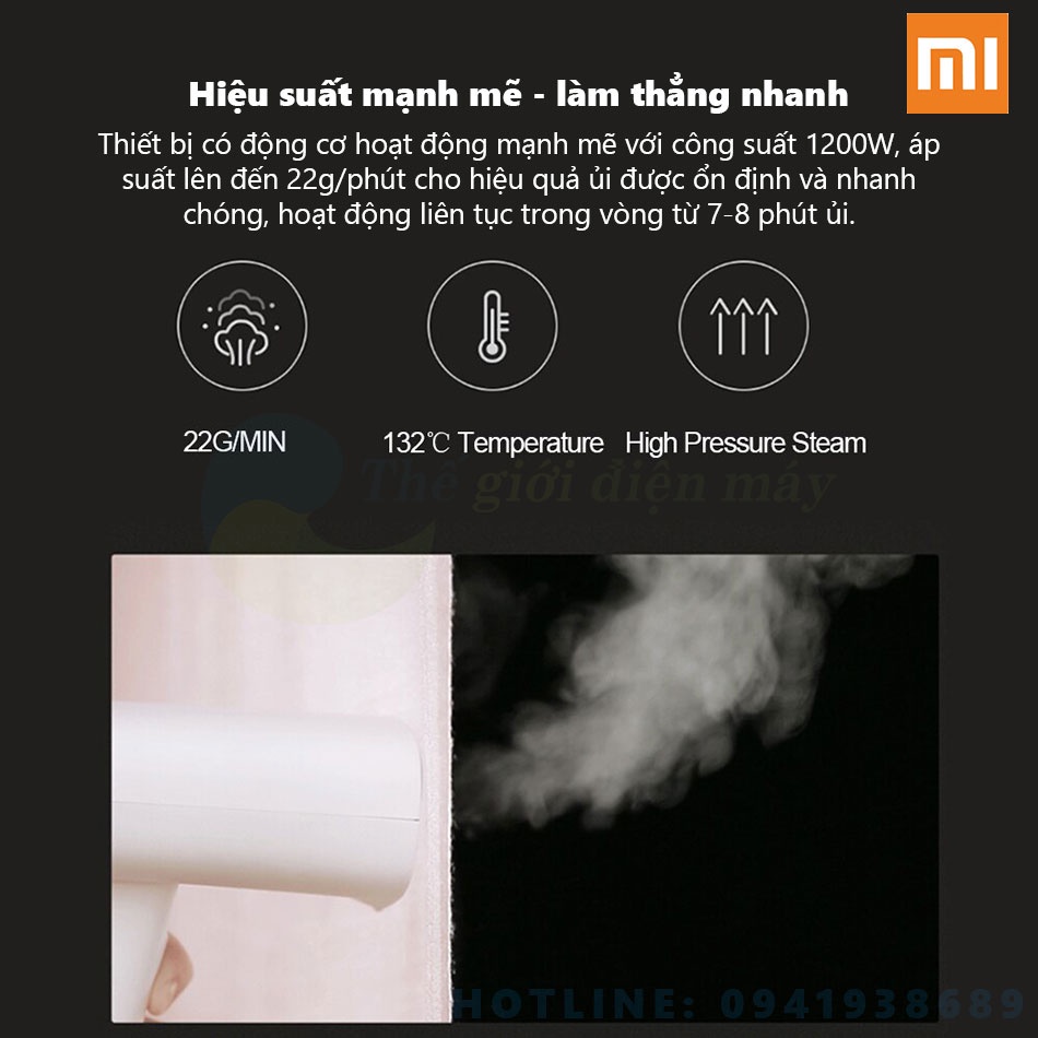 Bàn ủi hơi nước Xiaomi GT-301, bình chứa lớn, làm phẳng siêu nhanh, tích hợp khử khuẩn, công suất 1200W