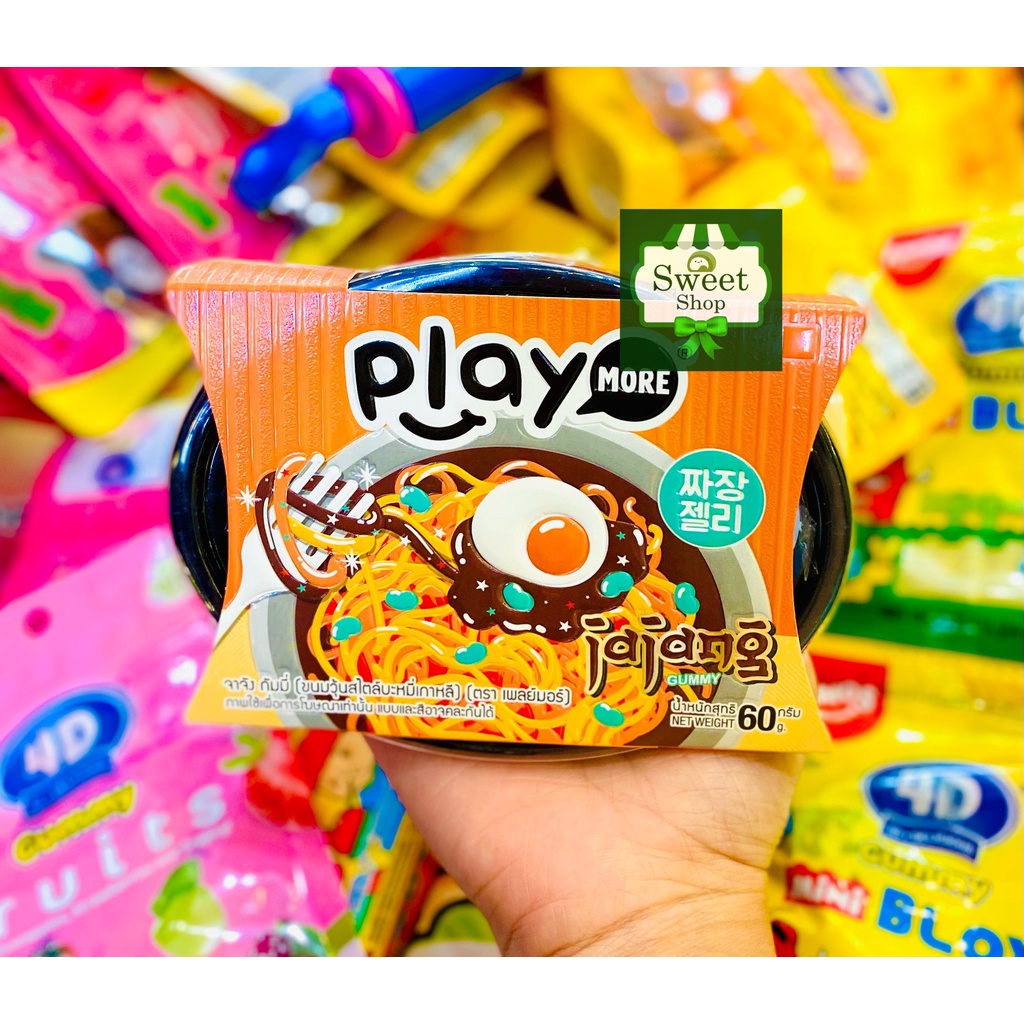 Kẹo Dẻo Sợi Play More 4Dplay Hình Bát Mì Hàn Quốc Jajang Hộp 60g