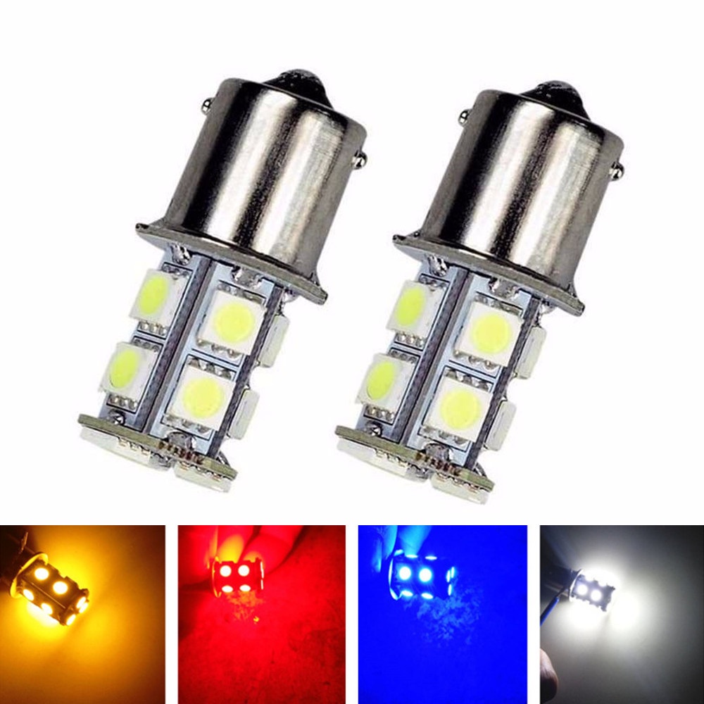 2x Xanh Băng Đỏ Hổ Phách Trắng 1156 G18 Ba15s P21W 13 5050 LED SMD Bật Tín Hiệu Đuôi Đèn Phanh Ngược
