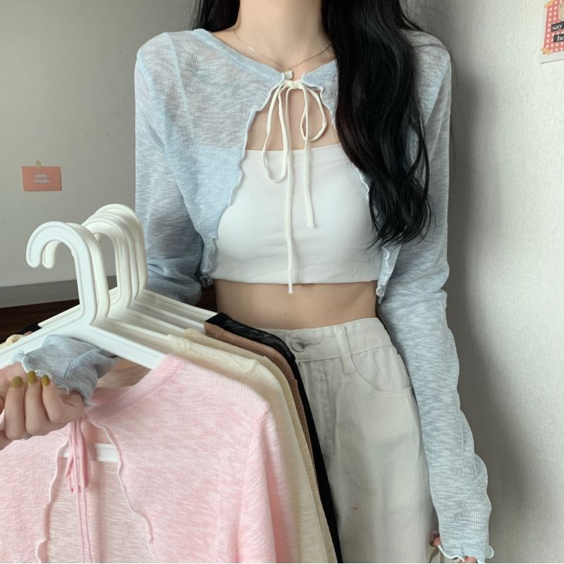 COZOK Áo Khoác Cardigan Tay Dài Chống Nắng Màu Sắc Đơn Giản