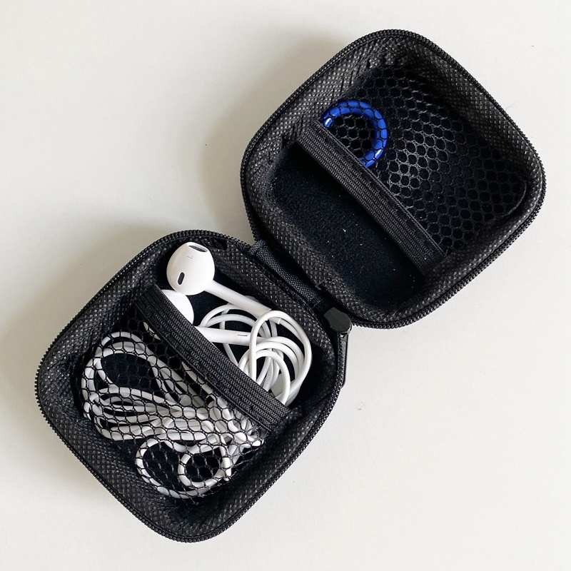 Túi Đựng Tai Nghe/ Cáp Sạc USB Mini Có Khóa Kéo Họa Tiết Hoạt Hình Dễ Thương