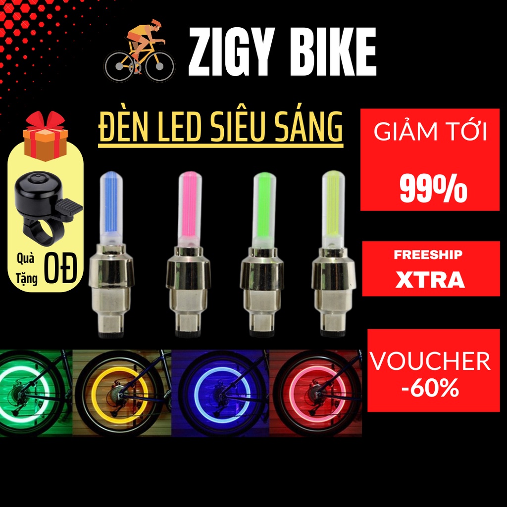 Đèn LED gắn van xe đạp thể thao, siêu sáng ZIGY BIKE