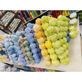 Bộ ly,cốc sứ capuchino 180ml dáng Nhật_ Bát Tràng Men Vân Đá