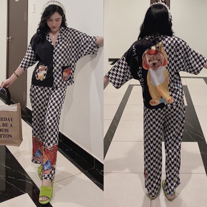 Đồ bộ pijama tay ngắn quần dài LỤA cổ sơmi - cổ tròn tay cánh dơi mặc nhà (dưới 65kg)
