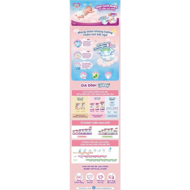Tã Dán Bobby XS 38 Miếng Cho Bé Sơ Sinh Dưới 5kg