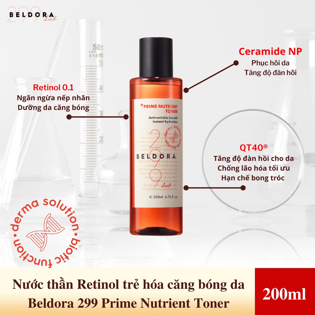 Toner Nước Thần RETINOL BELDORA Trẻ Hóa Căng Bóng Da BELDORA 299 PRIME NUTRIENT TONER 200ML [NHẬP KHẨU CHÍNH HÃNG]