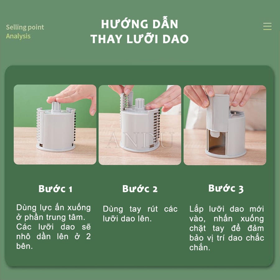 Dụng Cụ Thái Rau Củ Quả Đa Năng,Máy Thái,Cắt Bào Sợi Rau Củ Quả Nhà Bếp Bằng Thép Không Gỉ Cỡ Lớn An Toàn Tiện Lợi
