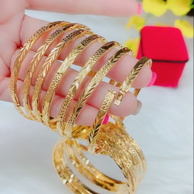 FREE SHIP Bộ 7 vòng ximen KHÓA VÀNG THẬT có khắc chữ vàng 10k thiết kế tinh tế cao cấp Minh Quang