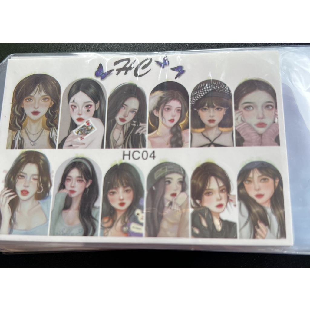 Sticker 3d mẫu cô gái dán móng tay nail