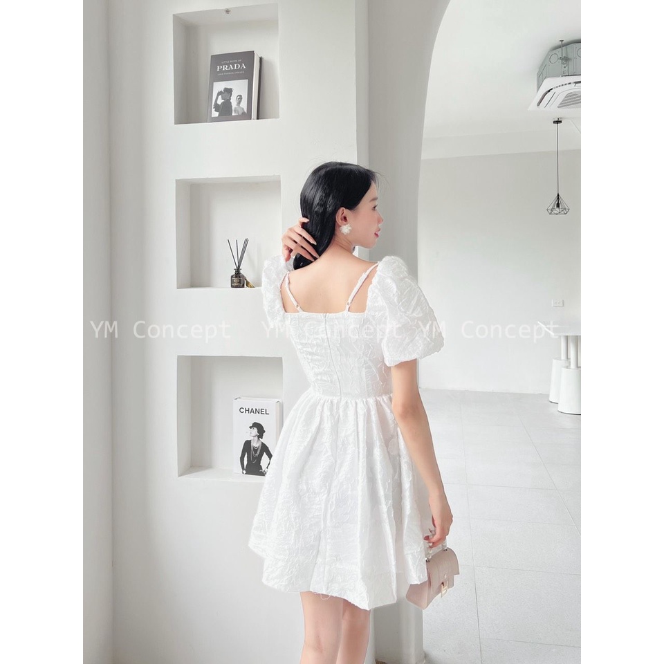 Đầm Dự Tiệc  Hoa Xoè Tay Phồng - D0563