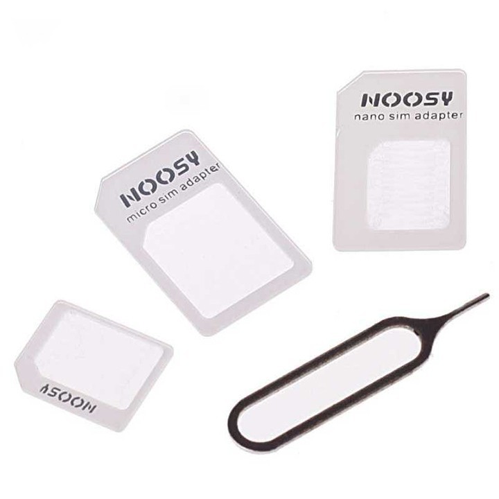 Bộ chuyển đổi sim, micro sim, nano sim Tặng kèm que chọc sim – Bộ khay sim đa năng - NOOSY NANO SIM ADAPTER