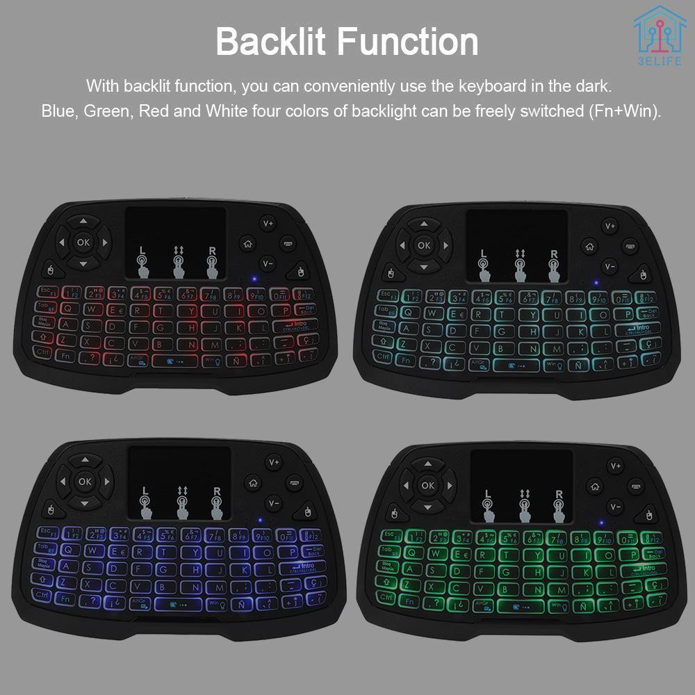 【E&V】French Version Backlit 2.4GHz Wireless Keyboard Touchpad Mouse Handheld Remote Control 4 Colors Backlight for Android TV BOX Smart TV PC Noteboo