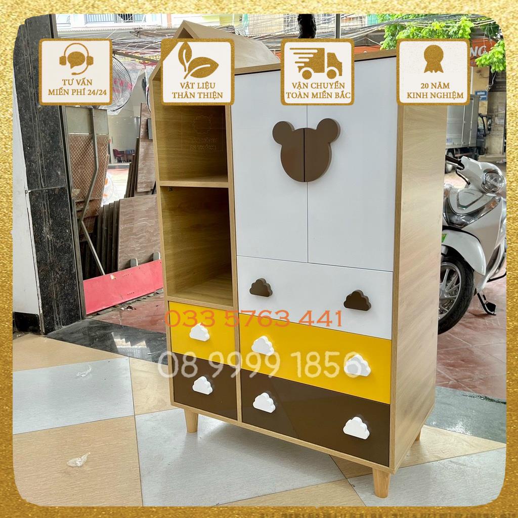 Tủ quần áo gỗ công nghiệp dành cho bé yêu màu sắc đáng yêu