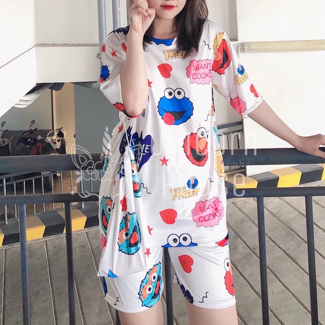 Đồ bộ thun thái lạnh cao cấp hình Monster siêu cute