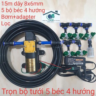 Trọn bộ phun sương tưới rau,  tưới lan 5 béc xanh 4 hướng