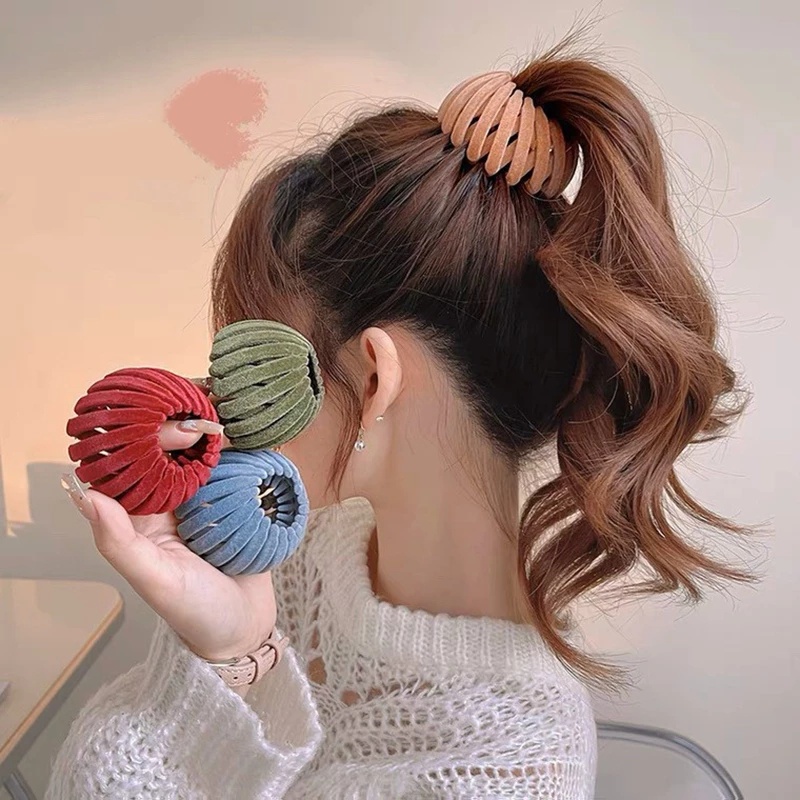 Dây Buộc Tóc Nhung Hình Tổ Chim Linh Hoạt / Cài Tóc Bằng Acrylic Dành Cho Nữ