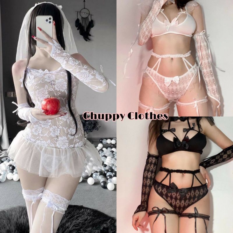COSPLAY cô dâu FULL PHỤ KIỆN  màu đen, trắng Bigsize từ 45-80kg
