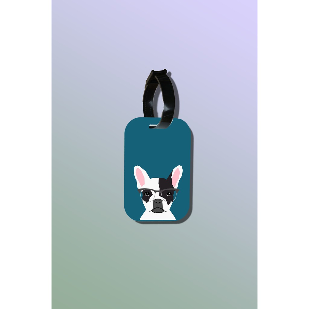 Tag hành lý là loại thẻ hành lý làm bằng gỗ ép cán nhựa cao cấp in hình thú cưng Pet Lovers - Hipster French Bulldog
