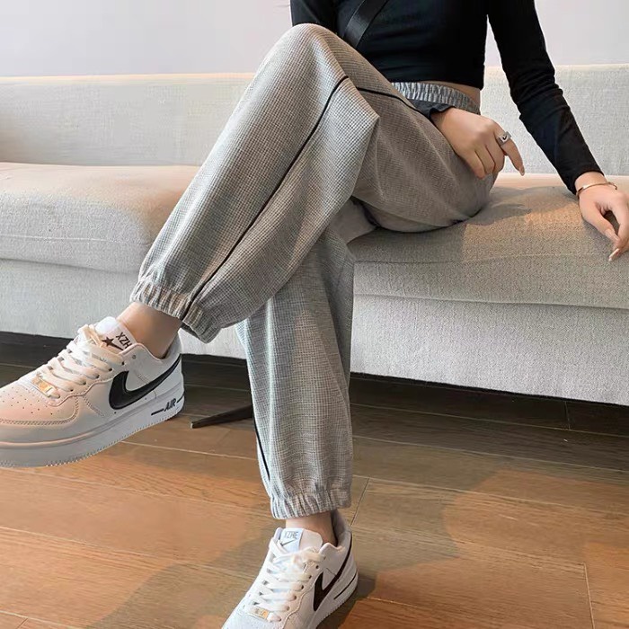 Quần Nữ sọc thể thao dáng jogger phom rộng bo gấu chất Nỉ Tổ Ong dày dặn siêu hot QN778