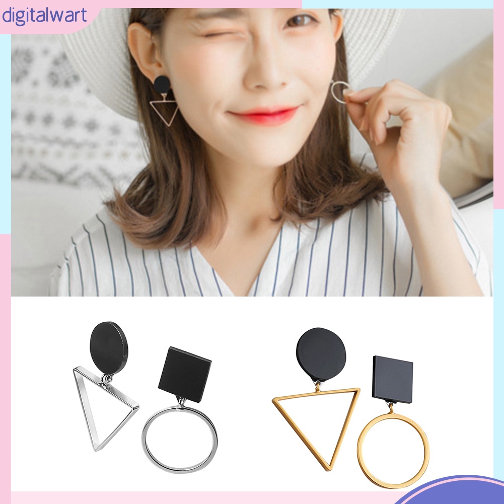 Khuyên tai bất đối xứng mặt hình học sáng tạo dành cho nữ